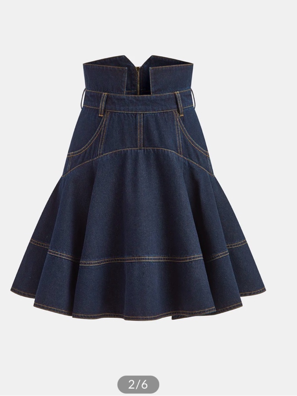 NWT Commense High-Waist Dark Blue Denim Flared Skirt XS